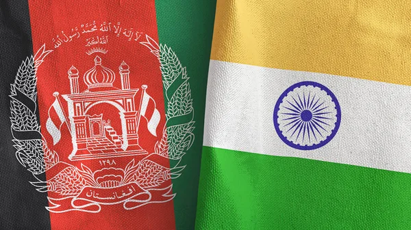 Hindistan ve Afganistan iki bayraklı tekstil kumaşı 3D