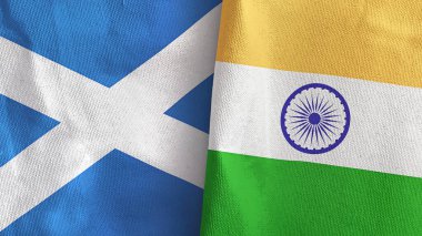 Hindistan ve İskoçya iki bayraklı tekstil kumaşı 3D