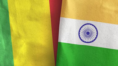 Hindistan ve Mali iki bayraklı tekstil kumaşı 3D