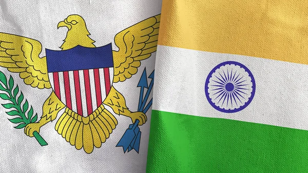 Inde et Îles Vierges États-Unis deux drapeaux tissu textile rendu 3D — Photo