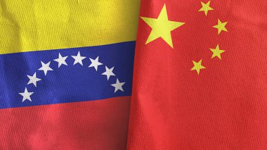 Çin ve Venezuela iki bayrak tekstil kumaşı 3D