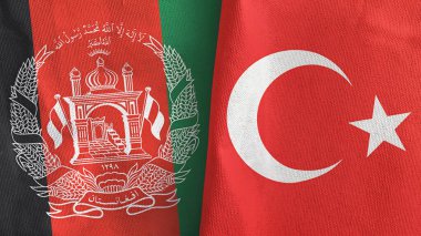 Türkiye ve Afganistan 'da iki bayraklı tekstil kumaşı 3D