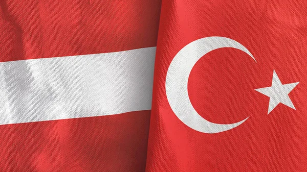 Turki dan Austria dua bendera kain tekstil 3D rendering — Stok Foto