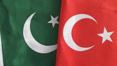 Türkiye ve Pakistan iki bayraklı tekstil kumaşı 3D