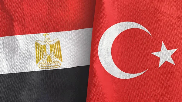 Turkey and Egypt two flags textile cloth 3D rendering