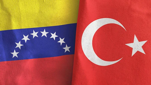 Türkei und Venezuela zwei Flaggen Textiltuch 3D-Rendering — Stockfoto