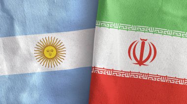 İran ve Arjantin 'de iki bayraklı tekstil kumaşı 3D