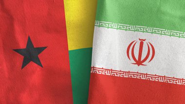 İran ve Gine-Bissau iki bayrak tekstil kumaşı 3D