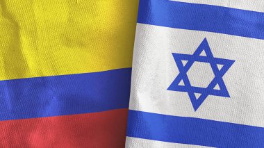 İsrail ve Kolombiya iki bayraklı tekstil kumaşı 3D
