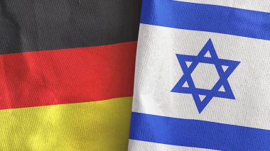 İsrail ve Almanya iki bayraklı tekstil kumaşı 3D