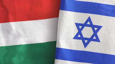 İsrail ve Macaristan iki bayraklı tekstil kumaşı 3D