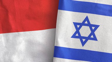 İsrail ve Endonezya iki bayraklı tekstil kumaşı 3D