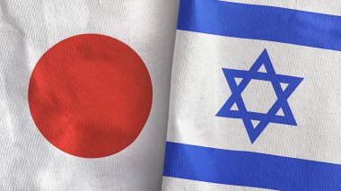 İsrail ve Japonya iki bayraklı tekstil kumaşı 3D