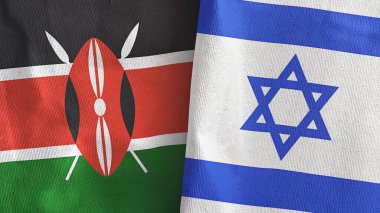 İsrail ve Kenya iki bayraklı tekstil kumaşı 3D