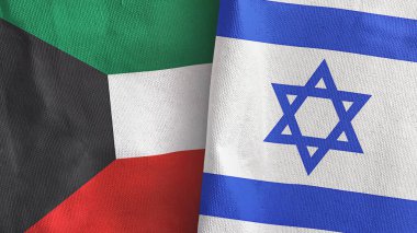 İsrail ve Kuveyt iki bayraklı tekstil kumaşı 3D