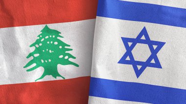 İsrail ve Lübnan iki bayraklı tekstil kumaşı 3D