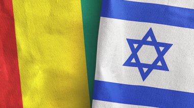 İsrail ve Gine iki bayraklı tekstil kumaşı 3D