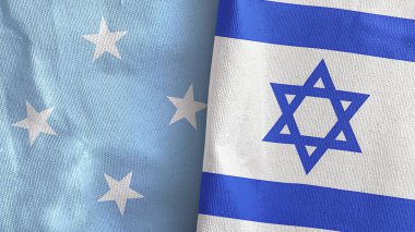 İsrail ve Mikronezya iki bayraklı tekstil kumaşı 3D