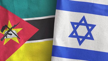 İsrail ve Mozambik iki bayrak tekstil kumaşı 3D