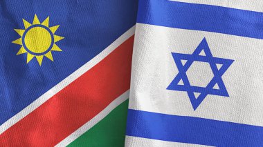 İsrail ve Namibya 'da iki bayrak, tekstil kumaşı 3D.