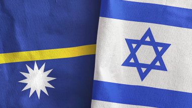 İsrail ve Nauru 'nun iki bayrağı tekstil kumaşı 3D.