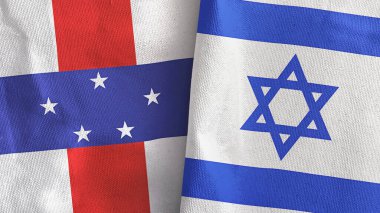 İsrail ve Hollanda Antilleri iki bayraklı tekstil kumaşı 3D