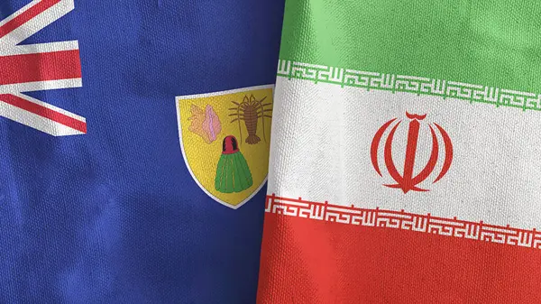 Irán y las Islas Turcas y Caicos dos banderas de tela textil representación 3D — Foto de Stock