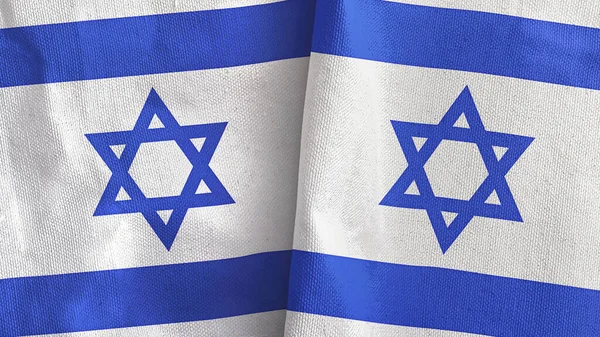 Israel dos banderas de tela textil representación 3D — Foto de Stock