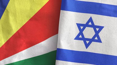 İsrail ve Seyşeller iki bayraklı tekstil kumaşı 3D