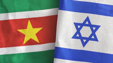 İsrail ve Surinam iki bayraklı tekstil kumaşı 3D