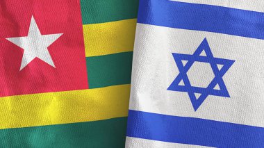 İsrail ve Togo 'nun iki bayrağı tekstil kumaşı 3D.
