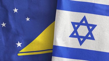 İsrail ve Tokelau iki bayrak tekstil kumaşı 3D