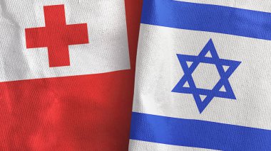 İsrail ve Tonga 'nın iki bayrağı tekstil kumaşı 3D