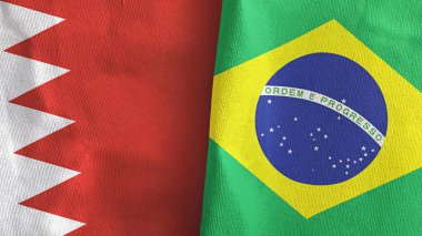 Brezilya ve Bahreyn iki bayraklı tekstil kumaşı 3D