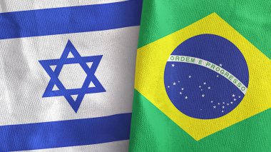 Brezilya ve İsrail iki bayraklı tekstil kumaşı 3D