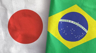 Brezilya ve Japonya iki bayraklı tekstil kumaşı 3D görüntüleme