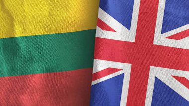 Birleşik Krallık ve Litvanya iki bayraklı tekstil kumaşı 3D