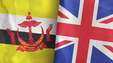 Birleşik Krallık ve Brunei iki bayraklı tekstil kumaşı 3D