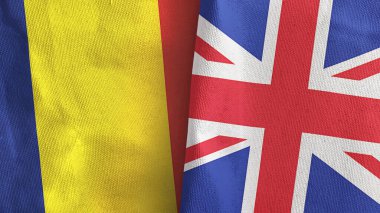 Birleşik Krallık ve Çad iki bayraklı kumaş 3D görüntüleme