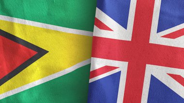 Birleşik Krallık ve Guyana 'da iki bayraklı kumaş 3D.
