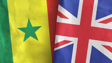 Birleşik Krallık ve Senegal iki bayrak tekstil kumaşı 3D