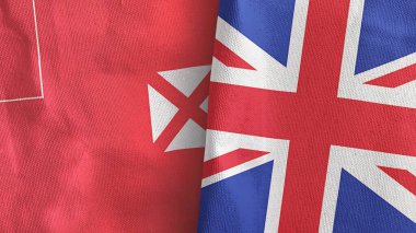 Birleşik Krallık, Wallis ve Futuna. İki bayraklı tekstil kumaşı.