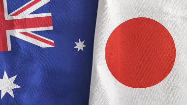 Japonya ve Avustralya 'da iki bayraklı kumaş 3D görüntüleme
