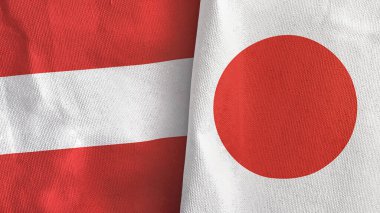 Japonya ve Avusturya 'da iki bayraklı kumaş 3D görüntüleme