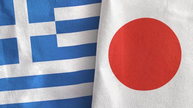 Japonya ve Yunanistan 'da tekstil kumaşı 3 boyutlu olarak iki bayrak dikildi