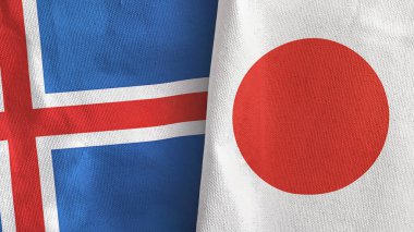 Japonya ve İzlanda 'da iki bayraklı tekstil kumaşı 3D