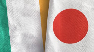 Japonya ve İrlanda 'da iki bayraklı kumaş 3D görüntüleme