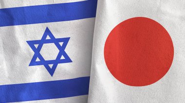Japonya ve İsrail iki bayraklı tekstil kumaşı 3D