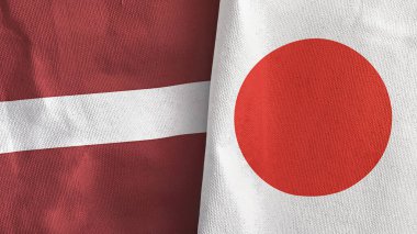 Japonya ve Letonya 'da iki bayraklı kumaş 3D görüntüleme