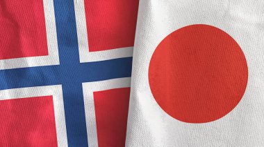 Japonya ve Norveç 'te iki bayraklı kumaş 3D görüntüleme